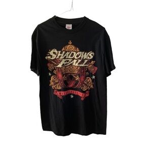VTG Shadows Fall Band T Shirt Size Medium Black Crew Neck Metalcore Y2K